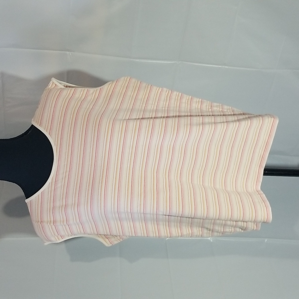 Classic blues ladies tank top. 1X.  Pink orange stripe.